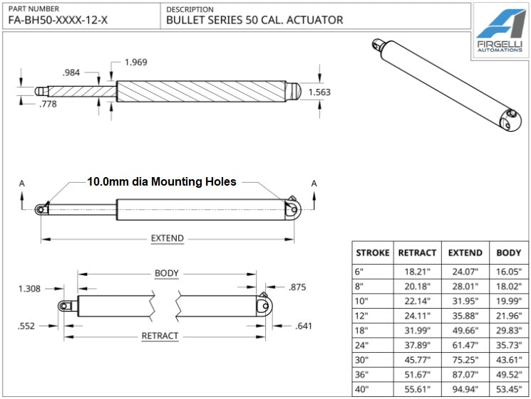 Bullet Series 50 cal Technical Drawing Bullet Series 50 cal Technical Drawing