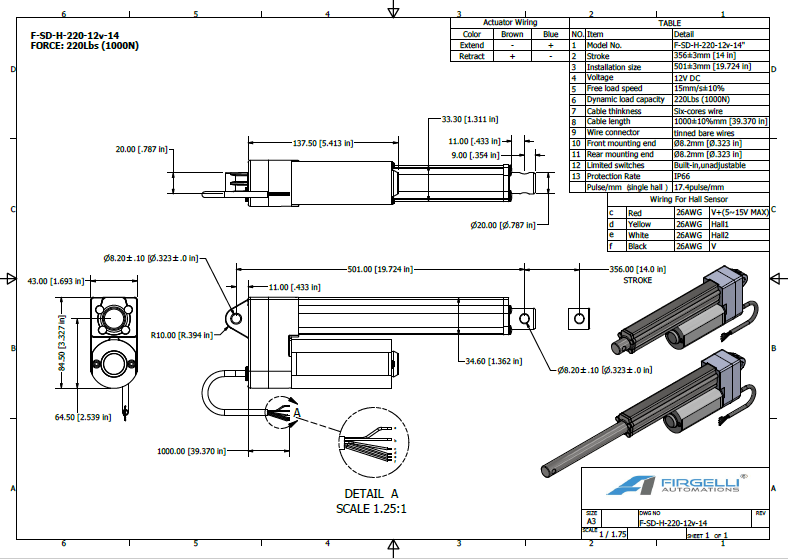 Actuador de Super Duty con accidente cerebrovascular de 14 pulgadas