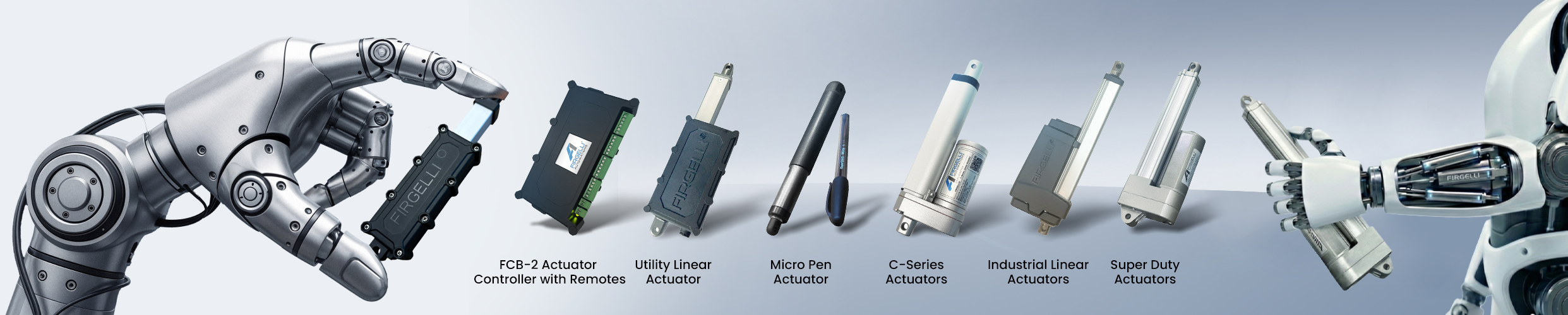 FIRGELLI Automations complete product range including linear actuators, TV lifts, and accessories