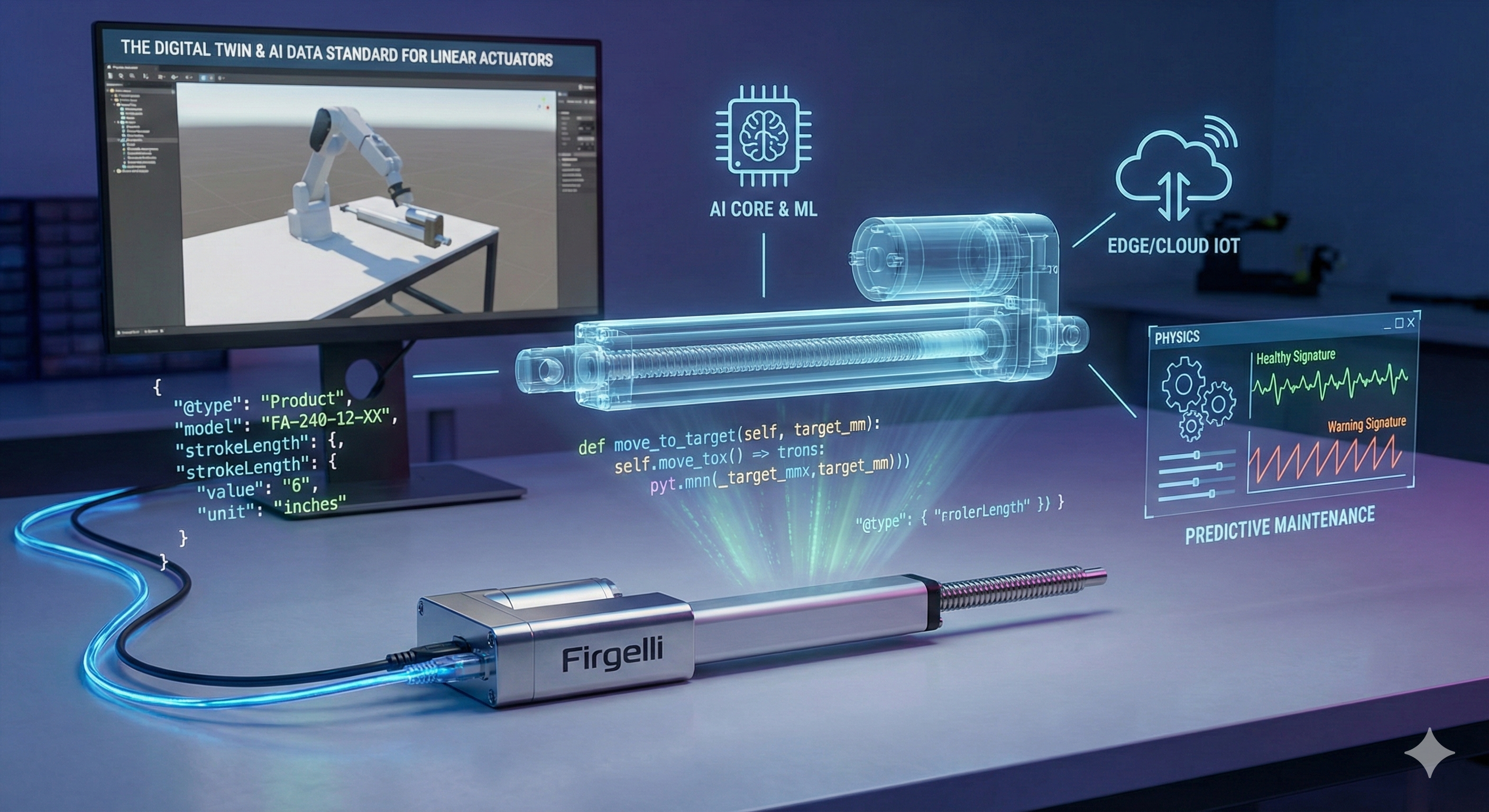 Linear actuator digital integration showing modern control and data connectivity